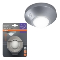 Osram - LED orientacinis šviestuvas su jutikliu NIGHTLUX LED/2W/3xAA sidabrinis