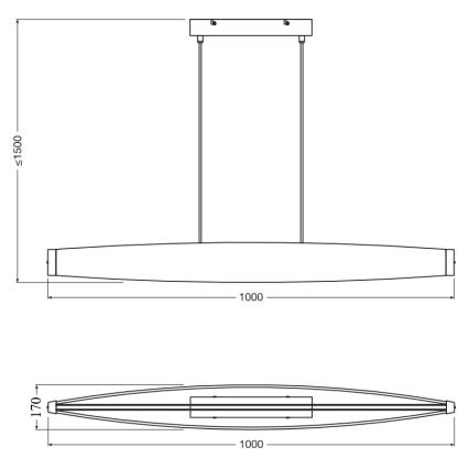 Osram - LED pakabinamas šviestuvas ant laido DECOR FLAT LED/23W/230V pilkas