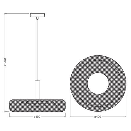 Osram - LED pakabinamas šviestuvas su laidu DECOR MESH LED/18,5W/230V skersmuo 40 cm juodas/guminmedis