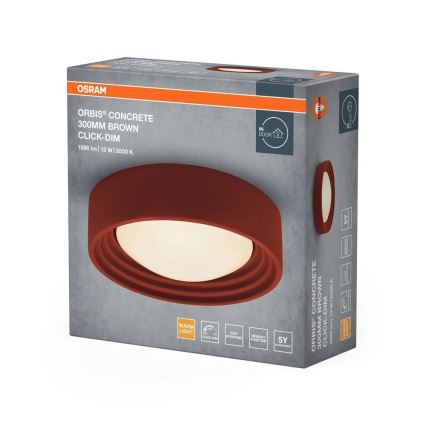 Osram - dimeriuojamas LED lubinis šviestuvas ORBIS CONCRETE LED/13W/230V skersmuo 30 cm ruda/betonas