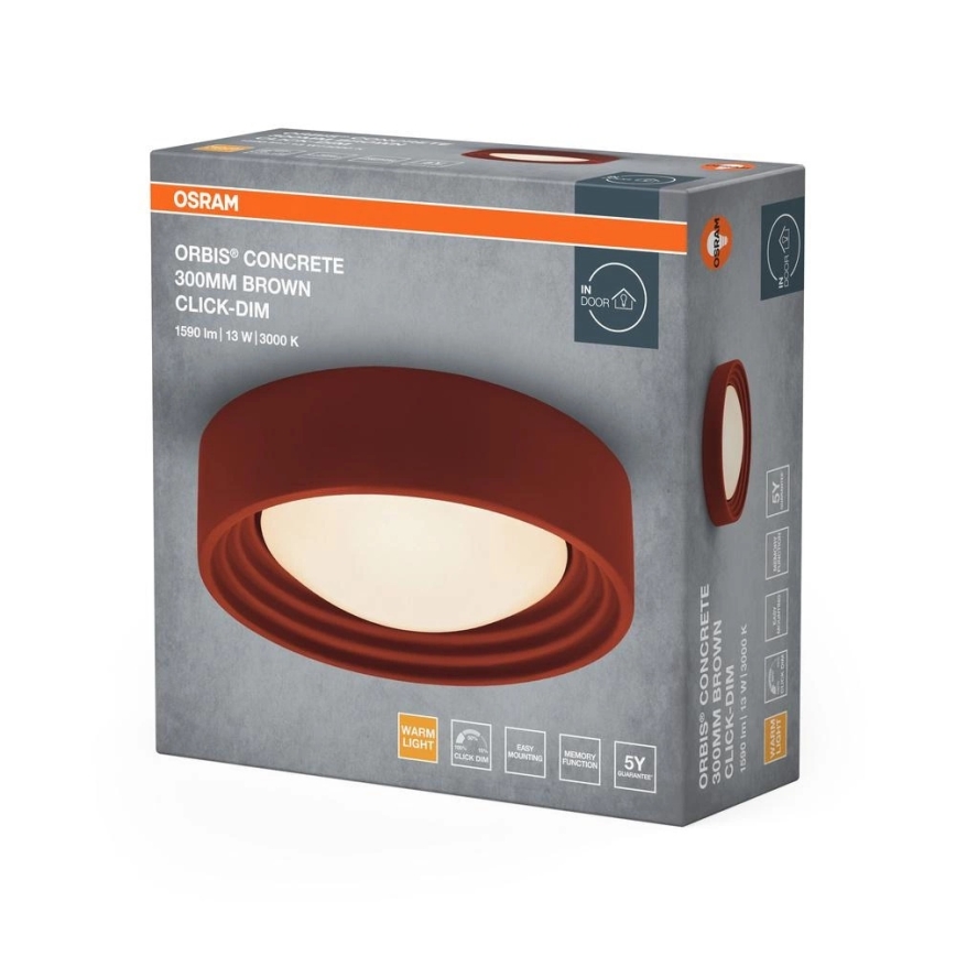 Osram - dimeriuojamas LED lubinis šviestuvas ORBIS CONCRETE LED/13W/230V skersmuo 30 cm ruda/betonas