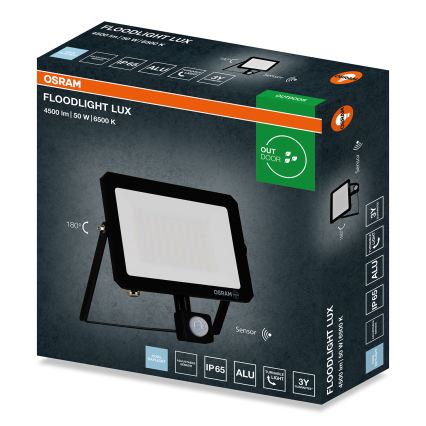 Osram - LED prožektorius su judesio ir sutemos jutikliu FLOODLIGHT LED/50W/230V 6500K IP65 juodas