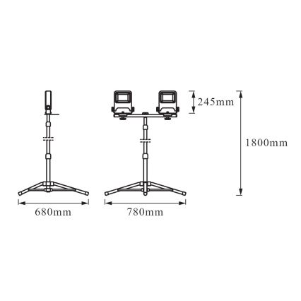 Osram - LED prožektorius su TRIPOD laikikliu 2xLED/50W/230V IP65