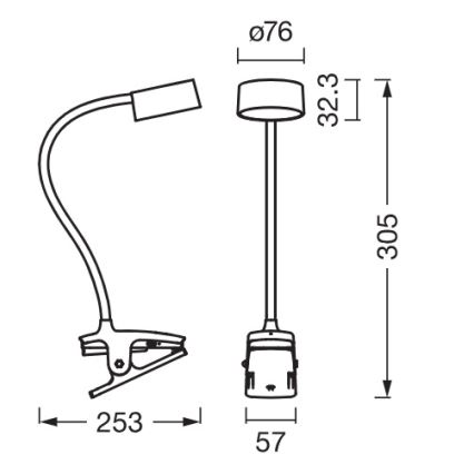 Osram - dimeriuojama LED stalinė lempa su spaustuku OFFICE LINE LED/4,8W/230V 3000/4000/6500K balta