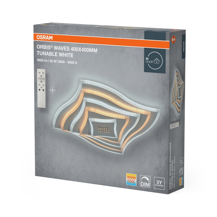 Osram - LED dimeriuojamas lubinis šviestuvas ORBIS WAVES LED/30W/230V 2600-6000K 40x40 cm baltas + nuotolinis valdymas
