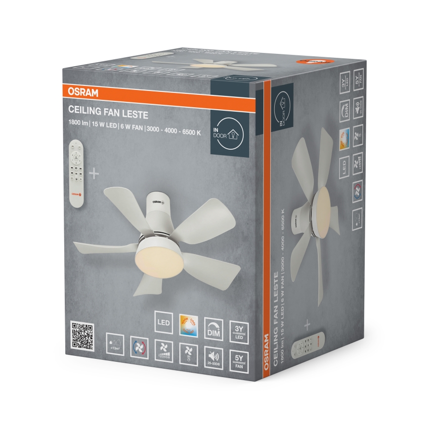 Osram - Dimeriuojamas LED lubinis ventiliatorius LESTE LED/15W/230V 3000/4000/6500K + nuotolinis valdymas