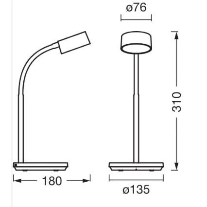 Osram - reguliuojama LED stalinė lempa OFFICE LINE LED/4,8W/230V 3000/4000/6500K juoda