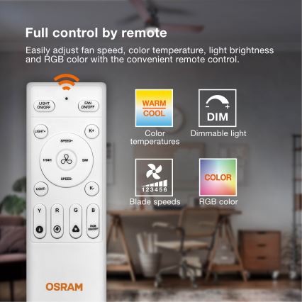 Osram - LED RGB reguliuojamas lubinis šviestuvas su ventiliatoriumi CIERZO LED/35W/230V 3000-6500K + nuotolinis valdymas