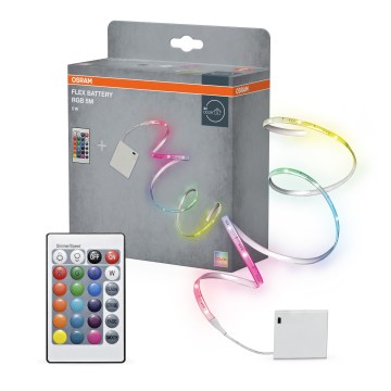 Osram - LED RGB Reguliuojama juosta FLEX BATTERY 5m LED/5W/4xAA + nuotolinio valdymo pultas