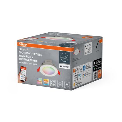 Osram - Reguliuojamas RGB LED įmontuojamas šviestuvas SMART+ DOWNLIGHT LED/4,5W/230V 3000-6500K Wi-Fi