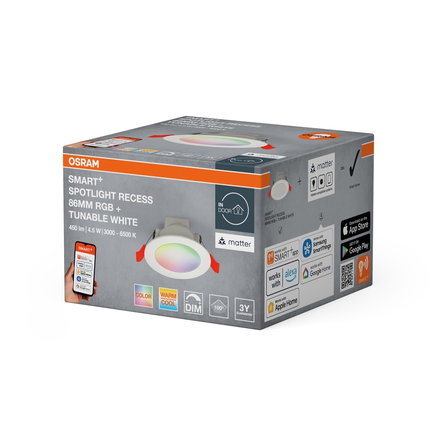 Osram - Reguliuojamas RGB LED įmontuojamas šviestuvas SMART+ DOWNLIGHT LED/4,5W/230V 3000-6500K Wi-Fi