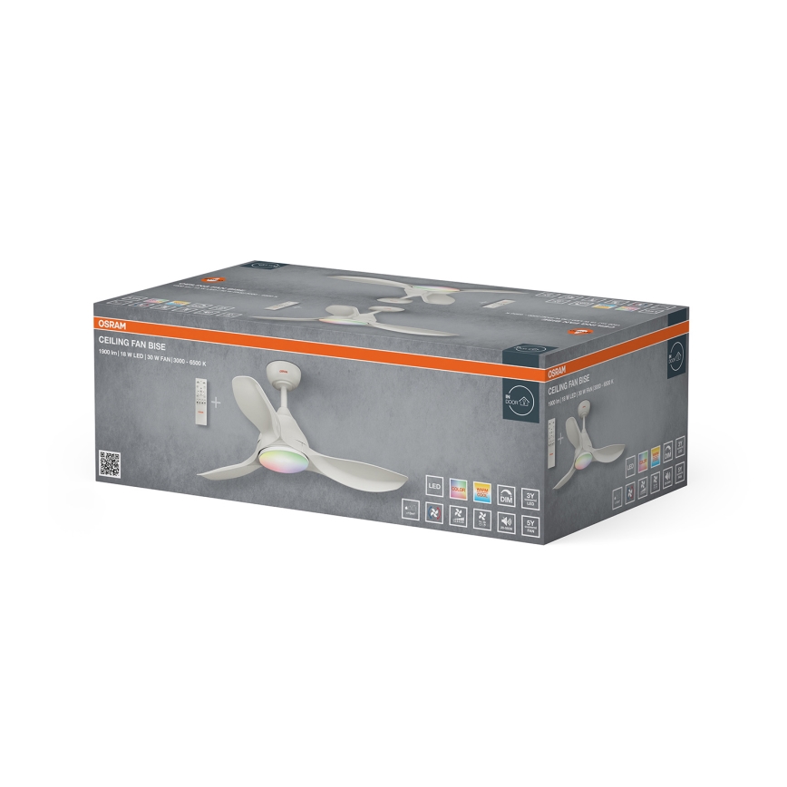 Osram - LED RGB reguliuojamas lubinis ventiliatorius NORDES LED/18W/230V 3000-6500K + su nuotoliniu valdymu