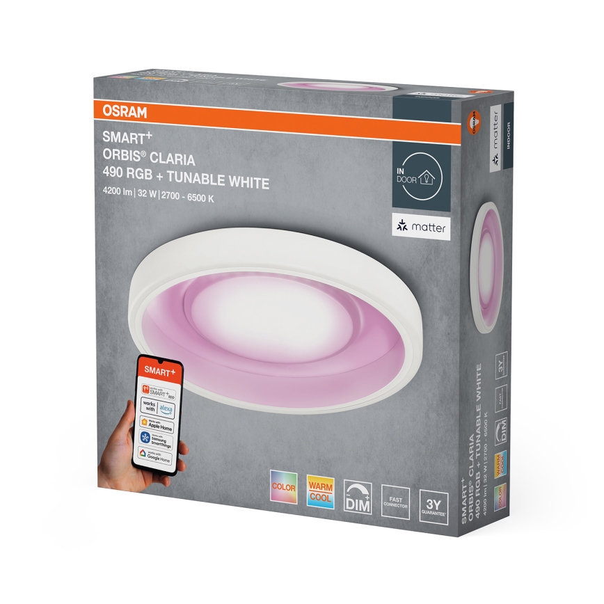 Osram- LED RGBW dimeriuojamas lubinis šviestuvas SMART+ CLARIA LED/32W/230V skersmuo 49 cm 2700-6500K Wi-Fi