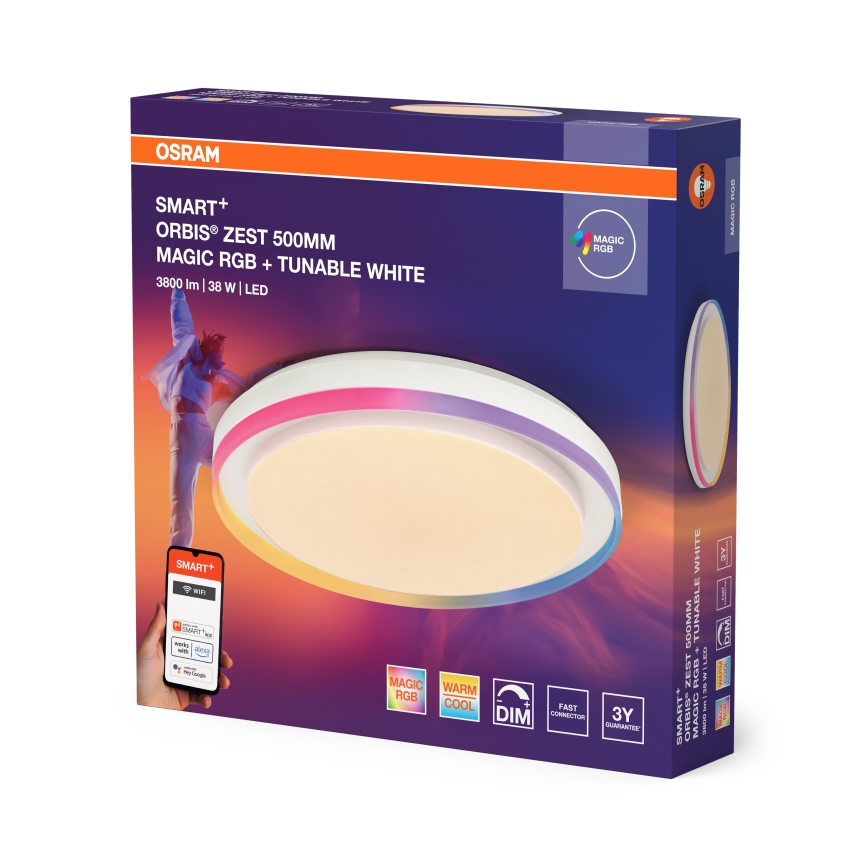 Osram - LED RGBW reguliuojamas lubų šviestuvas SMART+ MAGIC LED/38W/230V skersmuo 49 cm balta 2700-6500K Wi-Fi