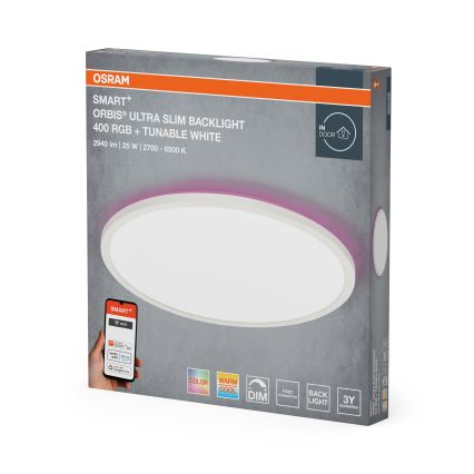 Osram – dimeriuojamas LED RGBW lubinis šviestuvas SMART+ ORBIS, 25 W, 230 V, skersmuo 40 cm, 2700–6500 K, Wi‑Fi