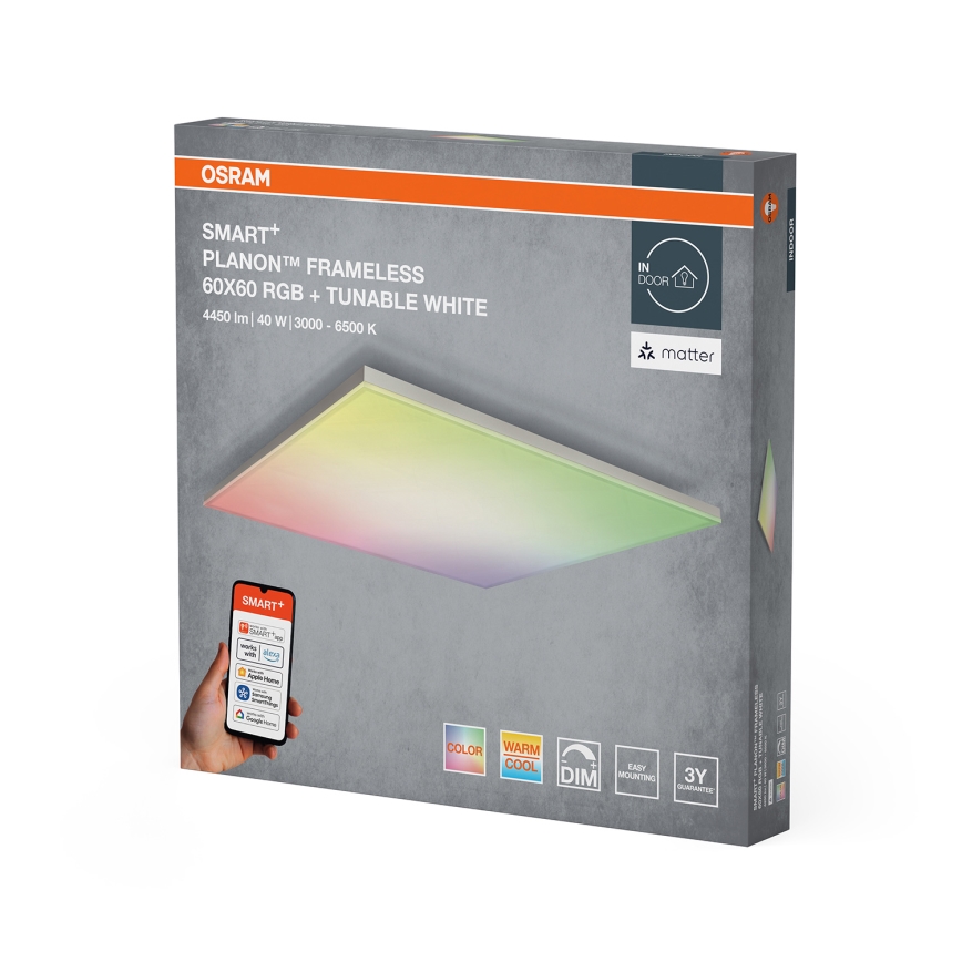 Osram - LED RGBW dimeriuojamas lubinis šviestuvas SMART+ PLANON LED/40W/230V 60x60 cm 3000-6500K Wi-Fi
