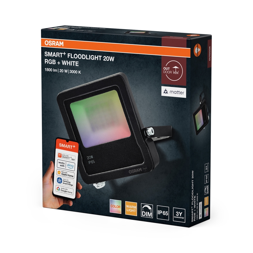 Osram - LED RGBW dimeriuojamas prožektorius SMART+ FLOODLIGHT LED/20W/230V IP65 Wi-Fi