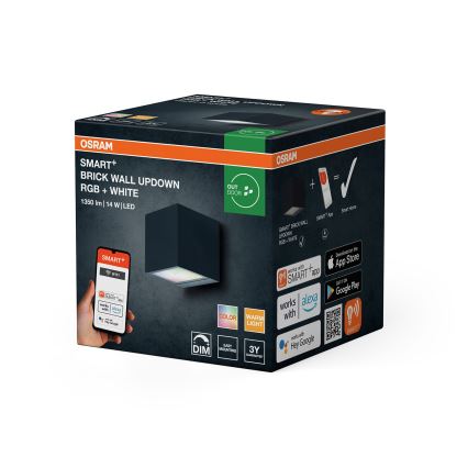 Osram - LED RGBW reguliuojamas lauko sieninis šviestuvas SMART+ BRICK LED/14W/230V IP44 Wi-Fi