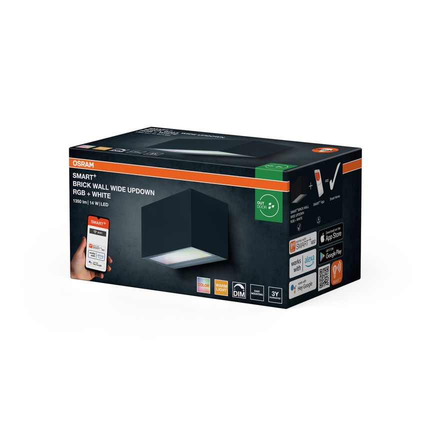 Osram - LED RGBW Dimeriuojamas lauko sieninis šviestuvas SMART+ BRICK LED/14W/230V IP44 Wi-Fi