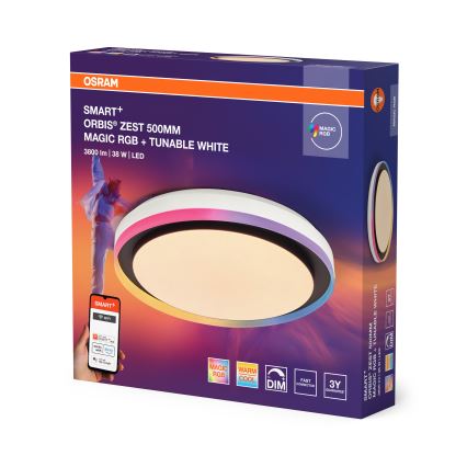 Osram - LED RGBW dimeriuojamas lubinis šviestuvas SMART+ MAGIC LED/38W/230V skers. 49 cm juodas 2700-6500K Wi-Fi