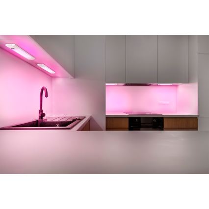 Osram - LED RGBW dimeriuojamas po spintelėmis montuojamas šviestuvas su judesio jutikliu LINEAR EDGE LED/4W/230V 30 cm baltas + nuotolinio valdymo pultas
