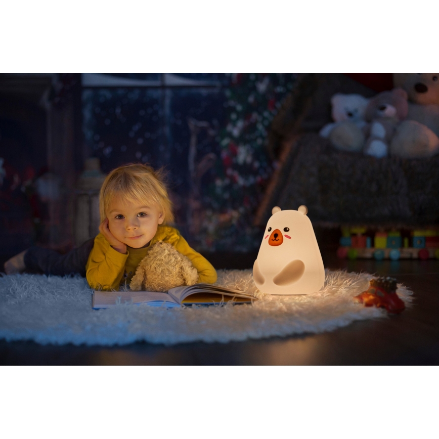 Osram - LED RGBW reguliuojama vaikiška jutiklinė naktinė lempa NIGHTLUX BEAR LED/0,7W/3,7V 1200 mAh balta