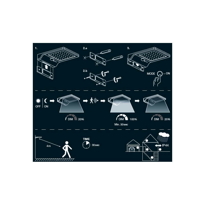 Osram - LED Saulės sieninis šviestuvas su jutikliu DOORLED LED/3W/3,3V 2000 mAh IP44 sidabrinis