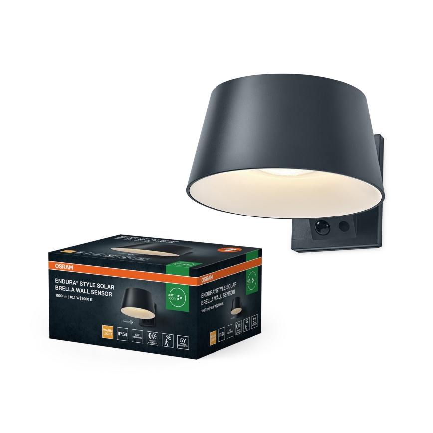 Osram - LED saulės sieninis šviestuvas su jutikliu ENDURA STYLE LED/10,1W/4,2V 2000 mAh IP54 antracitas