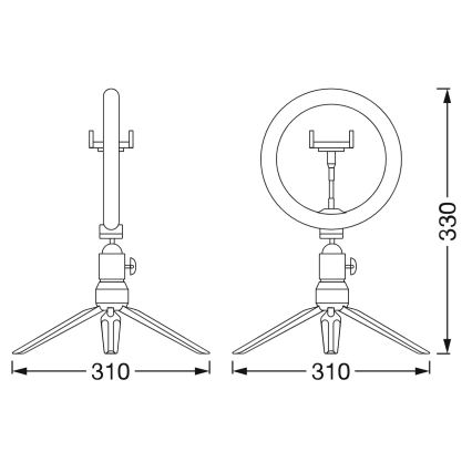Osram - reguliuojama LED stalinė lempa su stovu ir laikikliu vlogeriams LED/5,5W/USB 3000-6500K 210 mAh