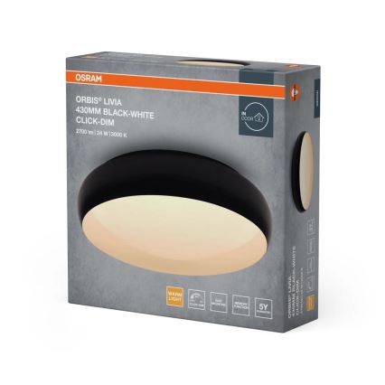 Osram - Dimeriuojamas LED lubinis šviestuvas ORBIS LIVIA LED/24W/230V skersm. 43 cm juoda/balta