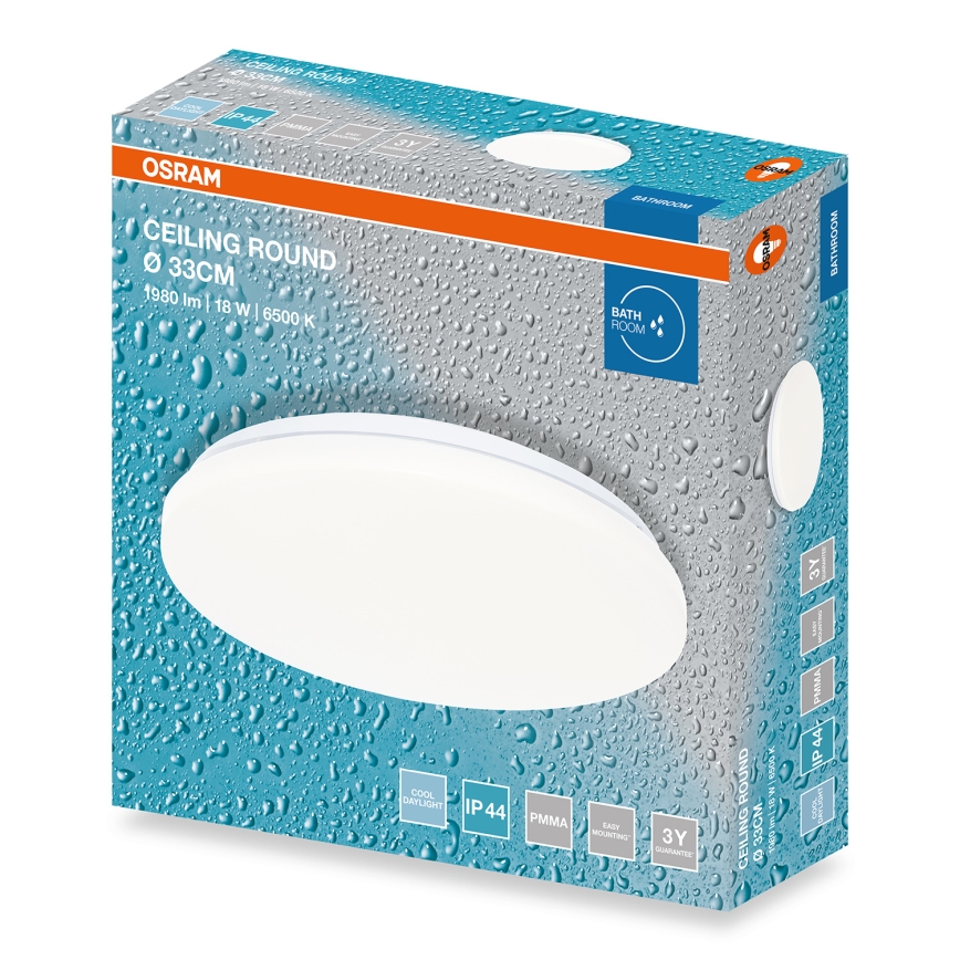 Osram - LED vonios kambario lubinis šviestuvas CEILING ROUND LED/18W/230V 6500K skersmuo 33 cm IP44 balta