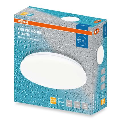 Osram - LED vonios lubinis šviestuvas CEILING ROUND LED/18W/230V 3000K skersmuo 33 cm IP44 balta