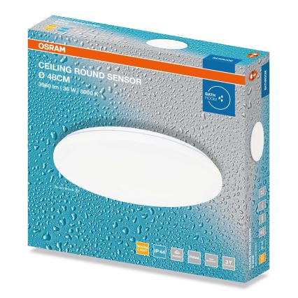 Osram - LED vonios kambario lubinis šviestuvas su sutemų jutikliu CEILING ROUND LED/36W/230V 4000K Ø 48 cm IP44 balta