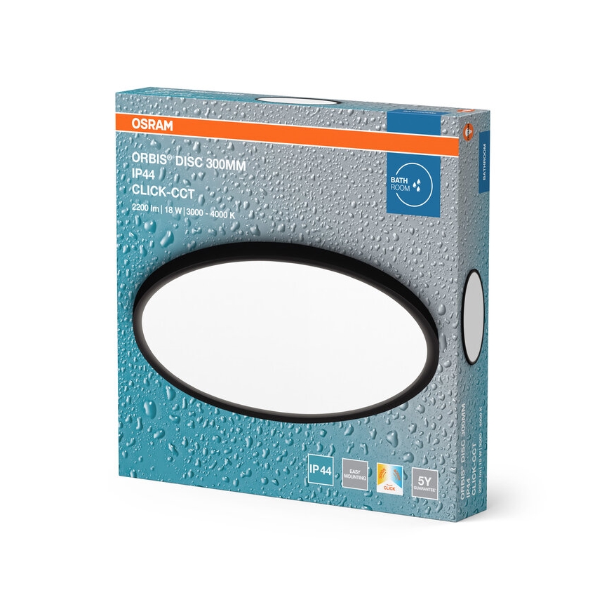 Osram - LED vonios kambario lubinis šviestuvas DISC LED/18W/230V 3000/4000K skersmuo 30 cm IP44 juodas