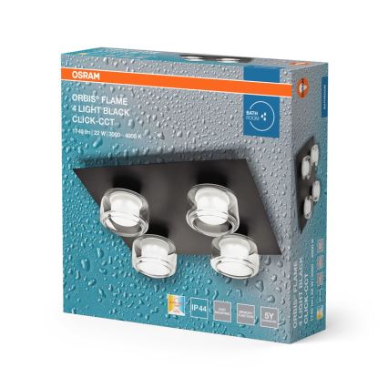 Osram - LED lubinis vonios šviestuvas ORBIS FLAME 4xLED/5,5W/230V 3000/4000K IP44 juoda