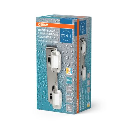 Osram - LED vonios kambario sieninis šviestuvas ORBIS FLAME 2xLED/5,5W/230V 3000/4000K IP44 blizgus chromas