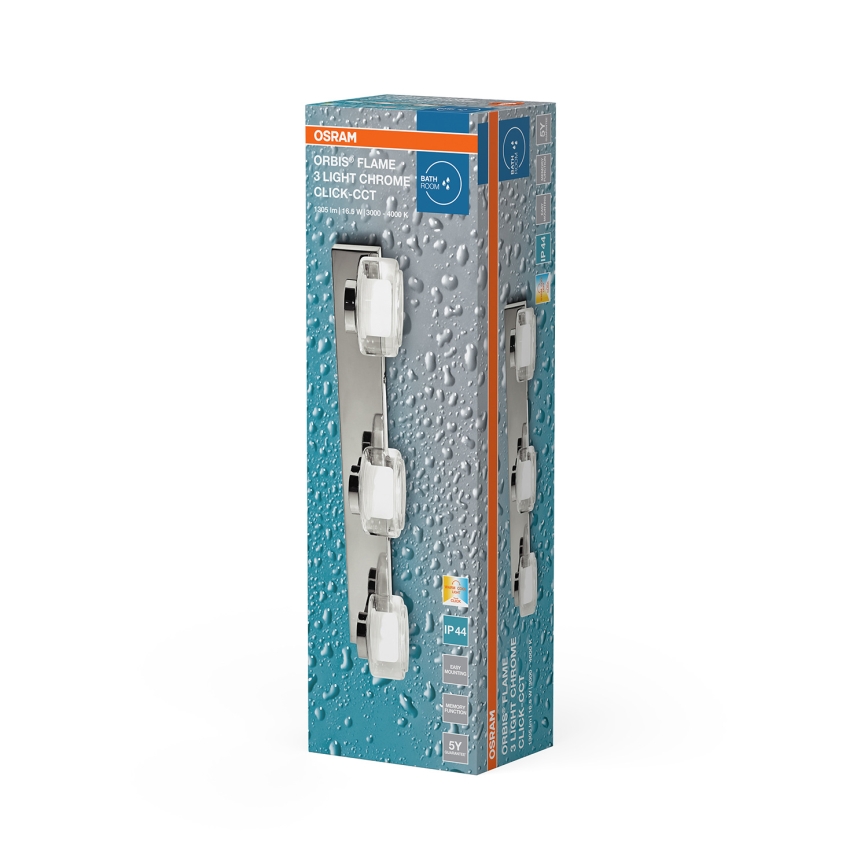 Osram - LED vonios sieninis šviestuvas ORBIS FLAME 3xLED/5,5W/230V 3000/4000K IP44 blizgus chromas
