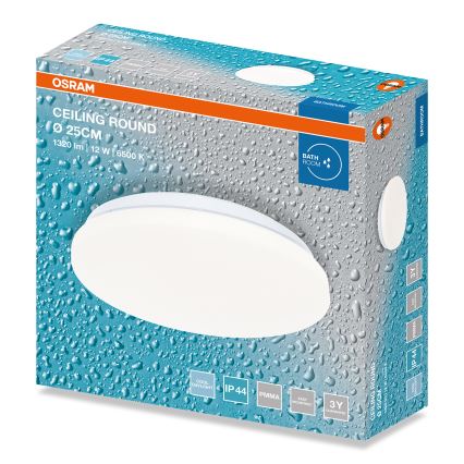 Osram - LED lubinis vonios kambario šviestuvas CEILING ROUND LED/12W/230V 6500K Ø 26 cm IP44 balta