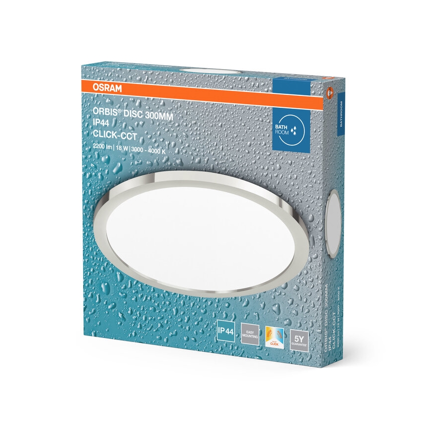 Osram - LED vonios kambario lubinis šviestuvas DISC LED/18W/230V 3000/4000K Ø 30 cm IP44 sidabrinis