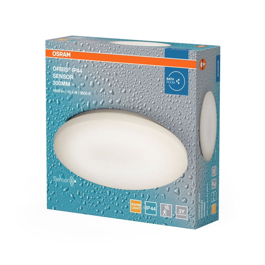 Osram - LED lubų šviestuvas voniai su judesio ir sutemų jutikliu ORBIS LED/15,5W/230V Ø 30 cm IP44 balta