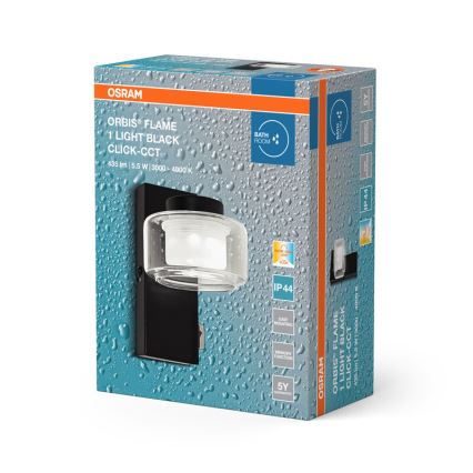 Osram - LED vonios kambario sieninis šviestuvas ORBIS FLAME LED/5,5W/230V 3000/4000K IP44 juoda