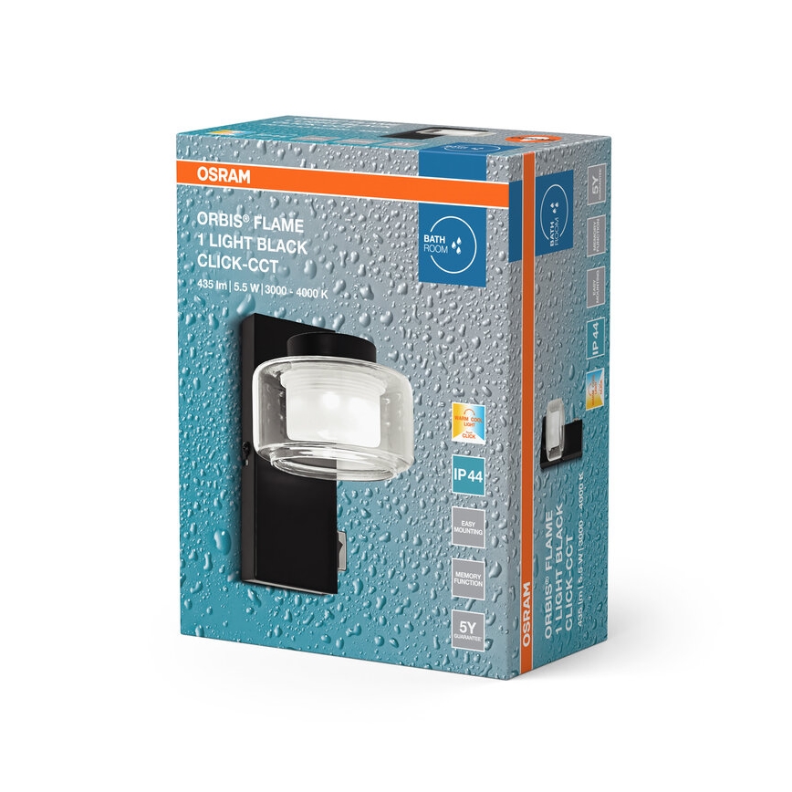 Osram - LED vonios kambario sieninis šviestuvas ORBIS FLAME LED/5,5W/230V 3000/4000K IP44 juoda