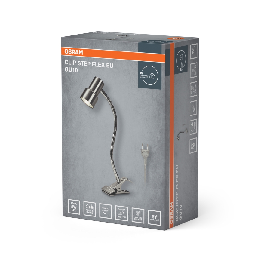 Osram - Lempa su spaustuku CLIP STEP FLEX 1xGU10/5W/230V matinis chromas