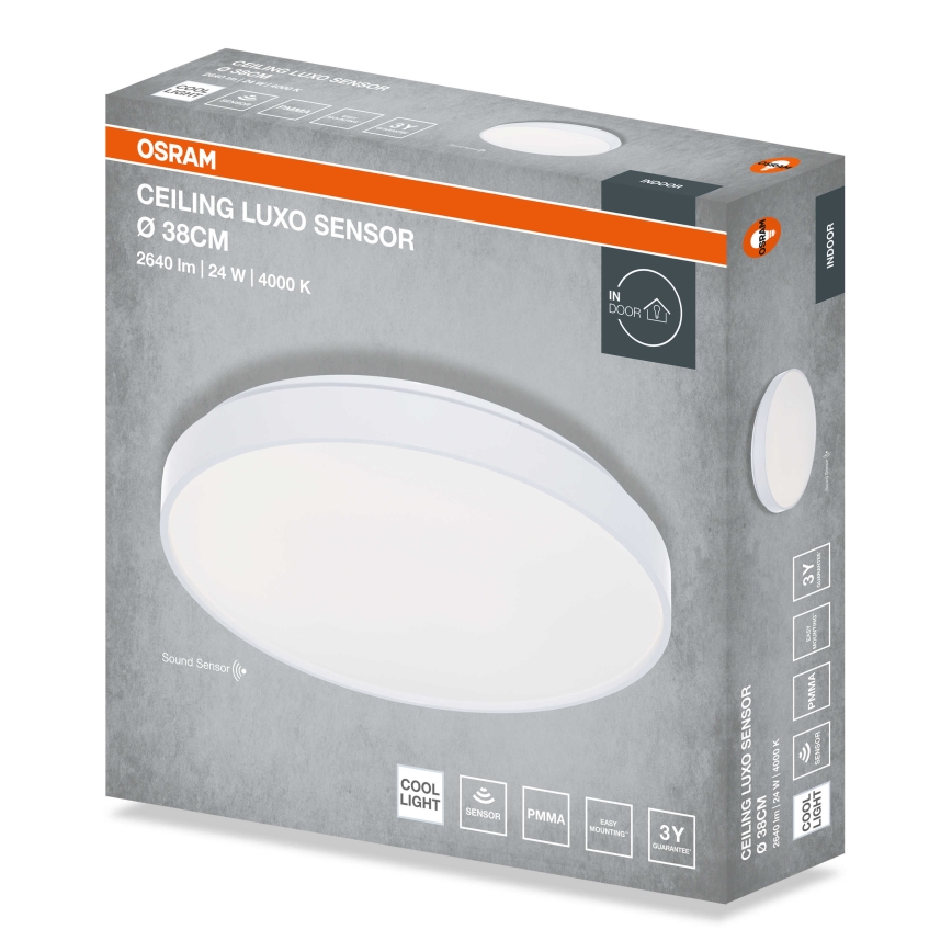 Osram - LED lubinis šviestuvas su sutemų jutikliu CEILING LUXO LED/24W/230V skersmuo 38 cm baltas