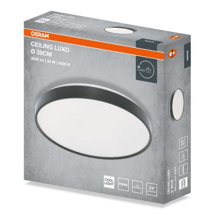 Osram - lubinis LED šviestuvas CEILING LUXO LED/24W/230V Ø 38 cm juodas