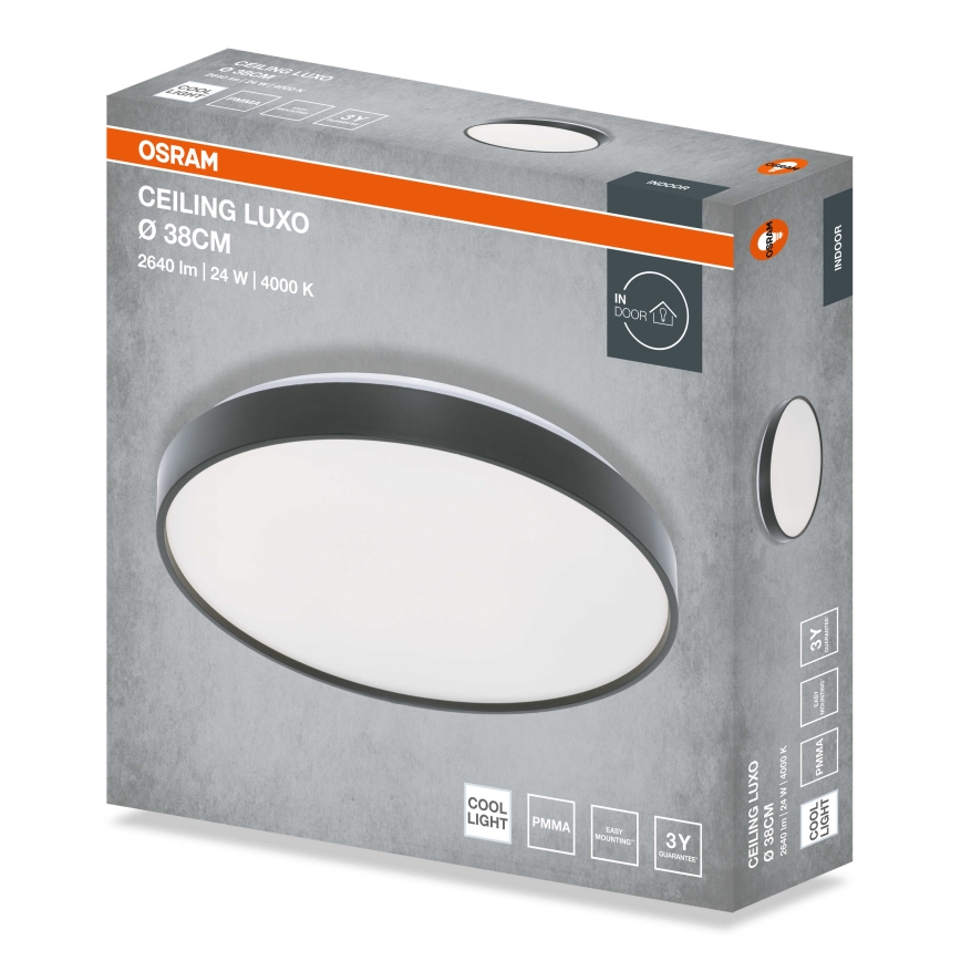 Osram - lubinis LED šviestuvas CEILING LUXO LED/24W/230V Ø 38 cm juodas