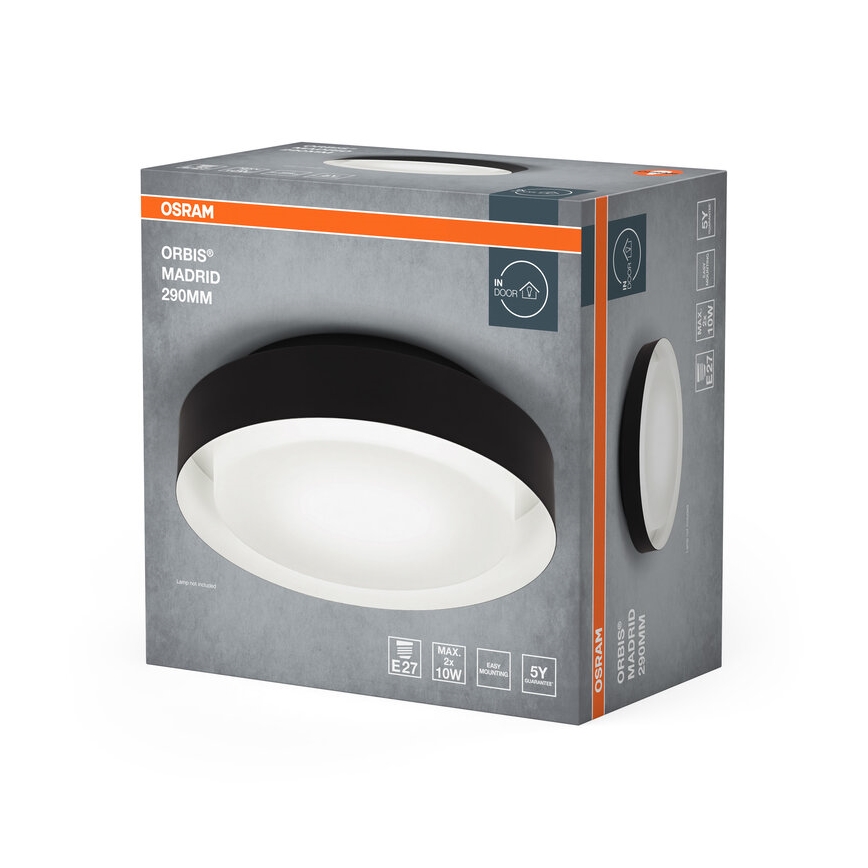 Osram - Lubinis šviestuvas ORBIS MADRID 2xE27/10W/230V Ø 29 cm juodas