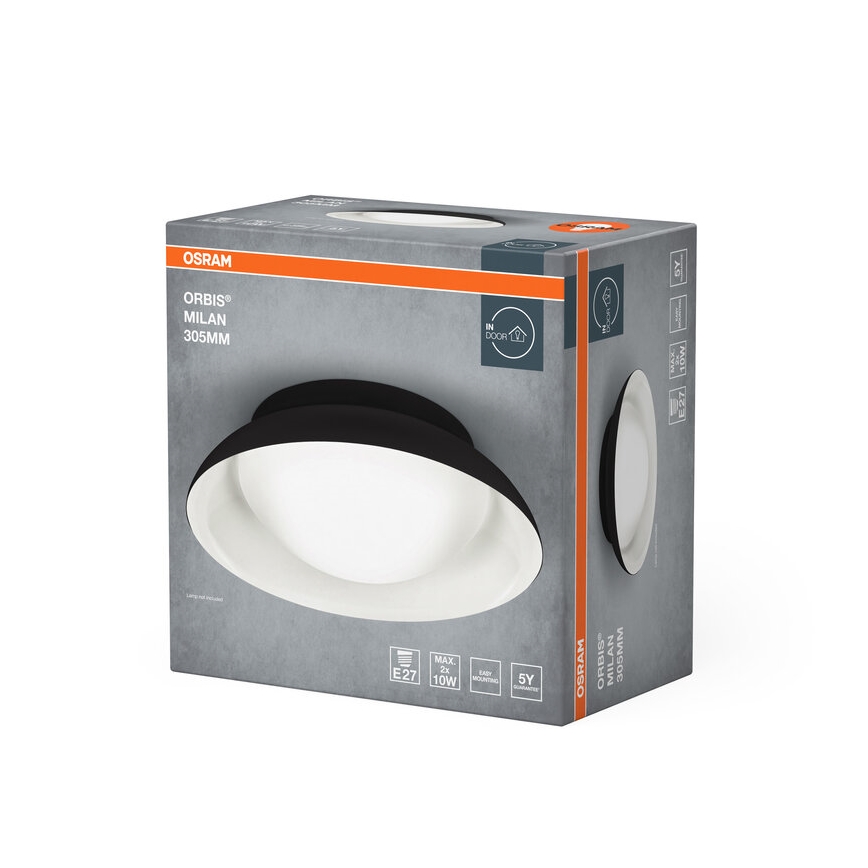 Osram - Lubinis šviestuvas ORBIS MILAN 2xE27/10W/230V skersmuo 30,5 cm juoda