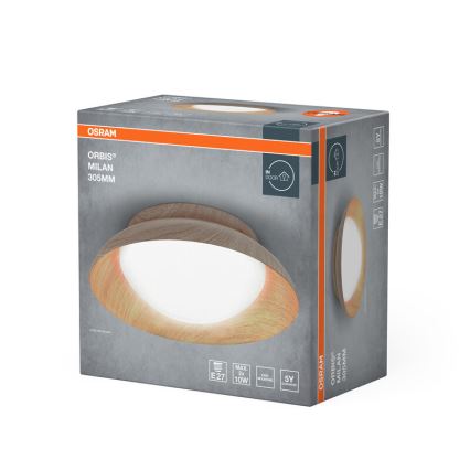 Osram - Lubinis šviestuvas ORBIS MILAN 2xE27/10W/230V, skersmuo 30,5 cm, medžio dekoras