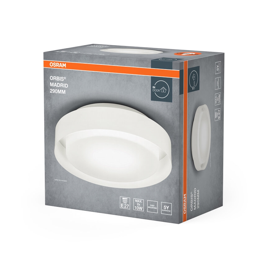 Osram - Lubų šviestuvas ORBIS MADRID 2xE27/10W/230V Ø 29 cm baltas